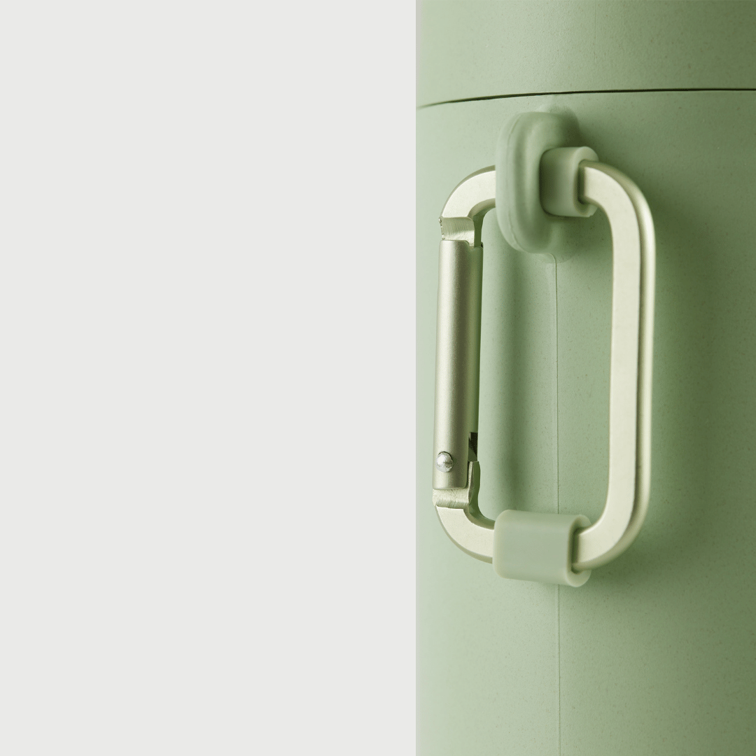 Green carry clip on Reusable water bottle in green colour by S'wheat bottle