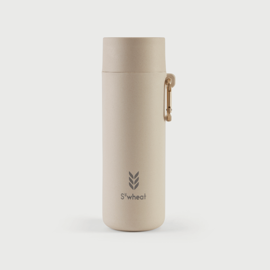 Reusable water bottle in oat colour by S'wheat bottle